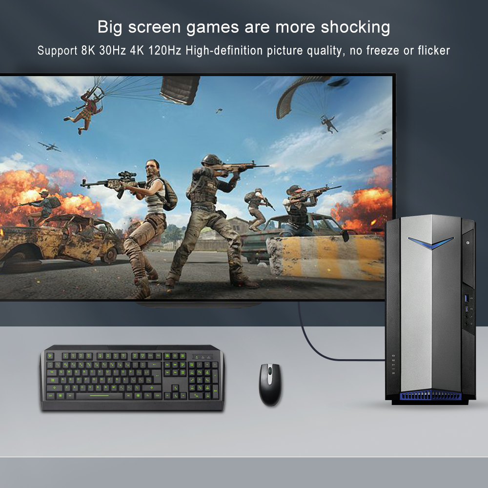 8K DisplayPort to HDMI-compatible Cable UHD 8K@30Hz 4K@120Hz Ultra Speed 48Gbps HDR for projector HDTV DP1.4 to HD2.1 Cable