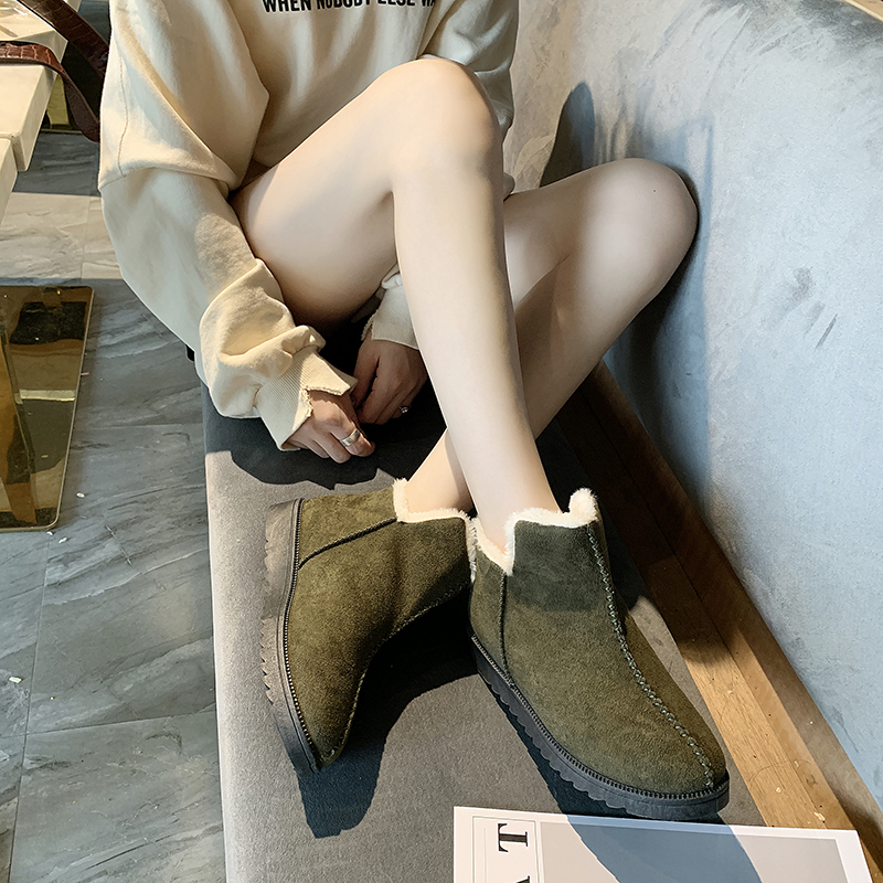 Dames wandelschoenen winter warme pluche bont meisjes sneeuwlaarzen dames schoenen platform ronde neus platte dames botas mujer zapatos