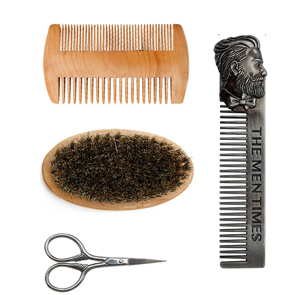 Beard Comb Set Double Beard Oil Head Shape Beard Comb Brush Care Beard Oil Tool Beard Comb Set