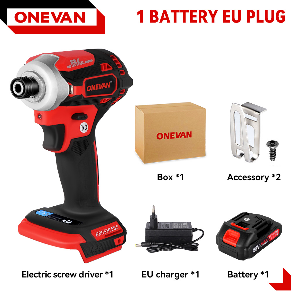 ONEVAN 588NM Cordless Electric Impact Brushless Wrench 5 Speed Screwdriver Power Tool 1/4" with 3 LED Light for Makita Battery: grey