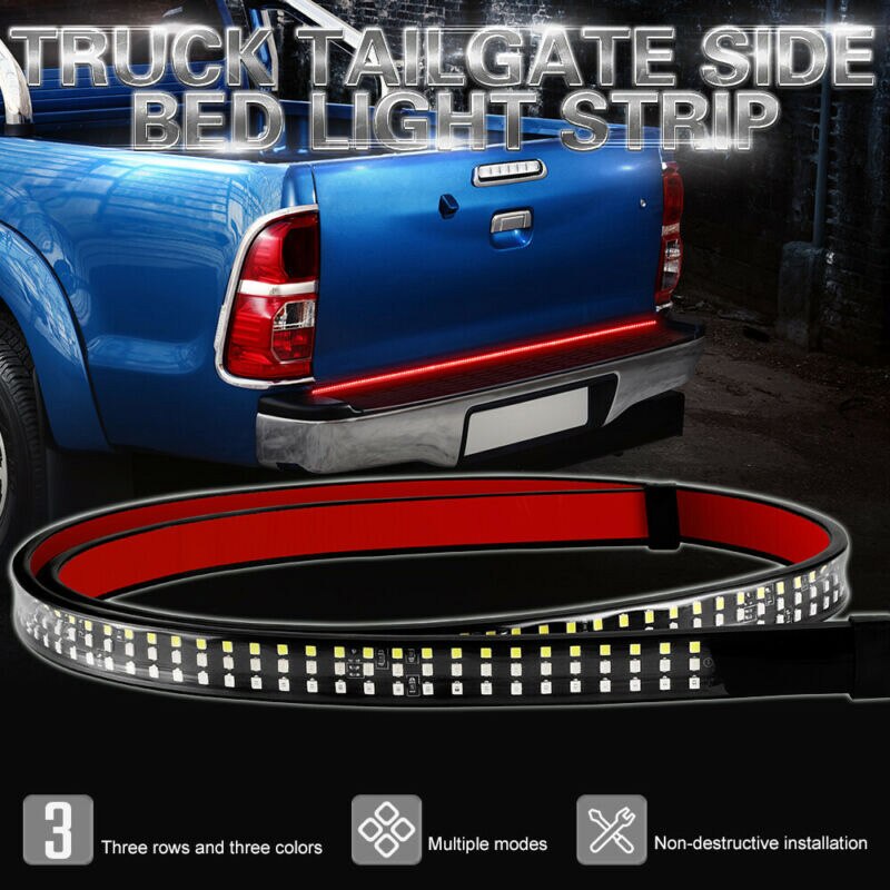 48-Inch 372LED Truck Tail Tailgate Light Bar 3Row Reverse Brake Turn Signal Lamp Car Tailgate Light Bar With Braking