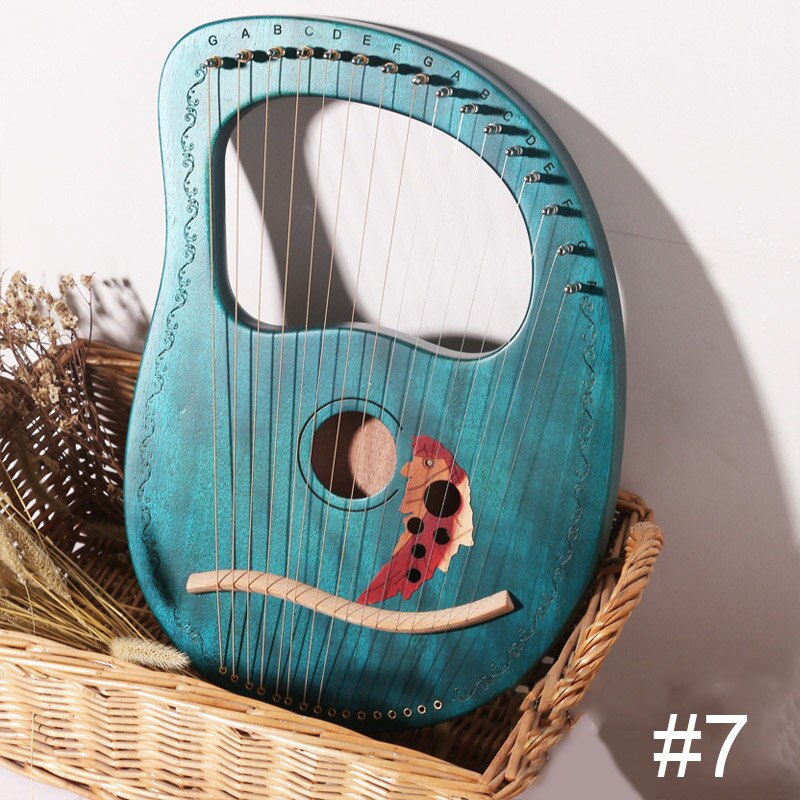 16-Tone Log Lyre Portable Musical Instrument 16-Strings Solid Wood Veneer Lyre Stringed Instrument YA88: 7