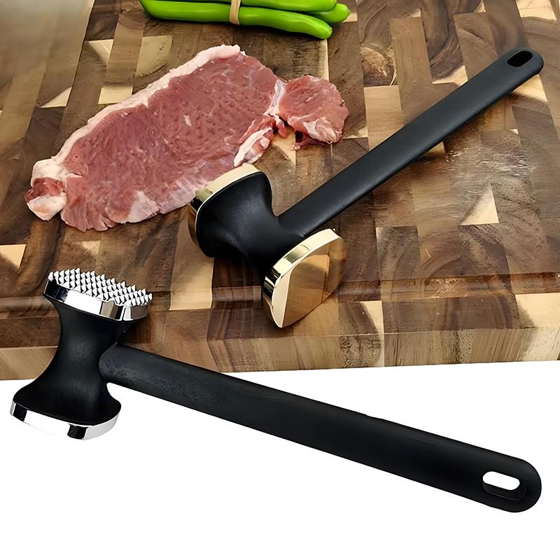 Heavy-duty Kitchen Meat Mallet With Rubber Handle And Alloy Hammer Head For Easy Pounding And Tenderizing Of Meat