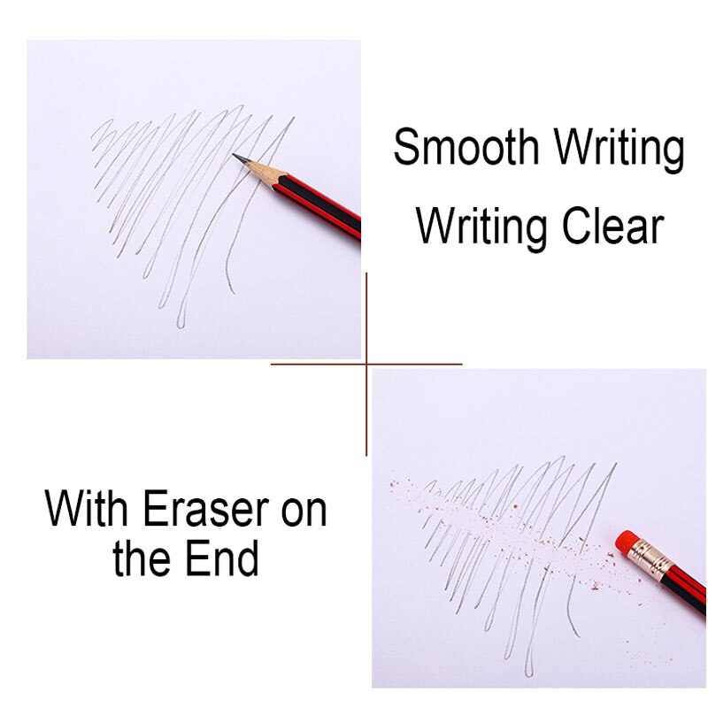 Drawing HB Wooden Lead Pencil 12pcs Painting Pencils/Sharpener/Eraser For School Office Student Writing Graphite Stationery