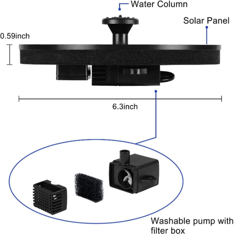 Solar fountain bird bath floating garden outdoor pool decorative fountain