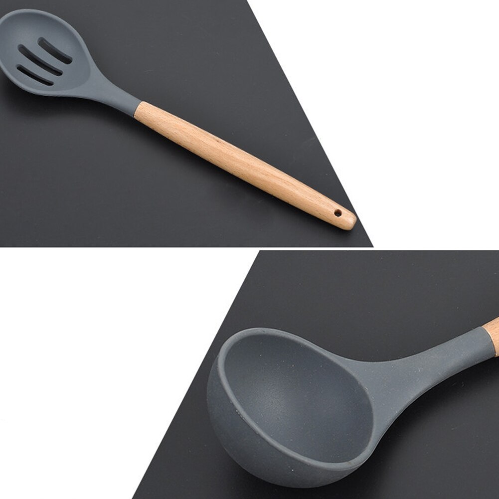 Keuken Kookgerei Spatel Non-Stick Siliconen Spaghetti Gereedschap Houten Handvat Met Opbergdoos Keuken Gebruiksvoorwerp Set