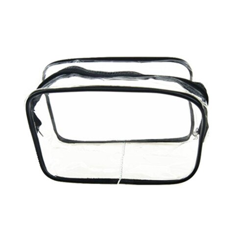 Kosmetiktaske #39 kvinder gennemsigtige pvc-toilettasker rejsekosmetik-toiletsætholdere, organiseringstaske, makeuptaske til piger: Sort / L