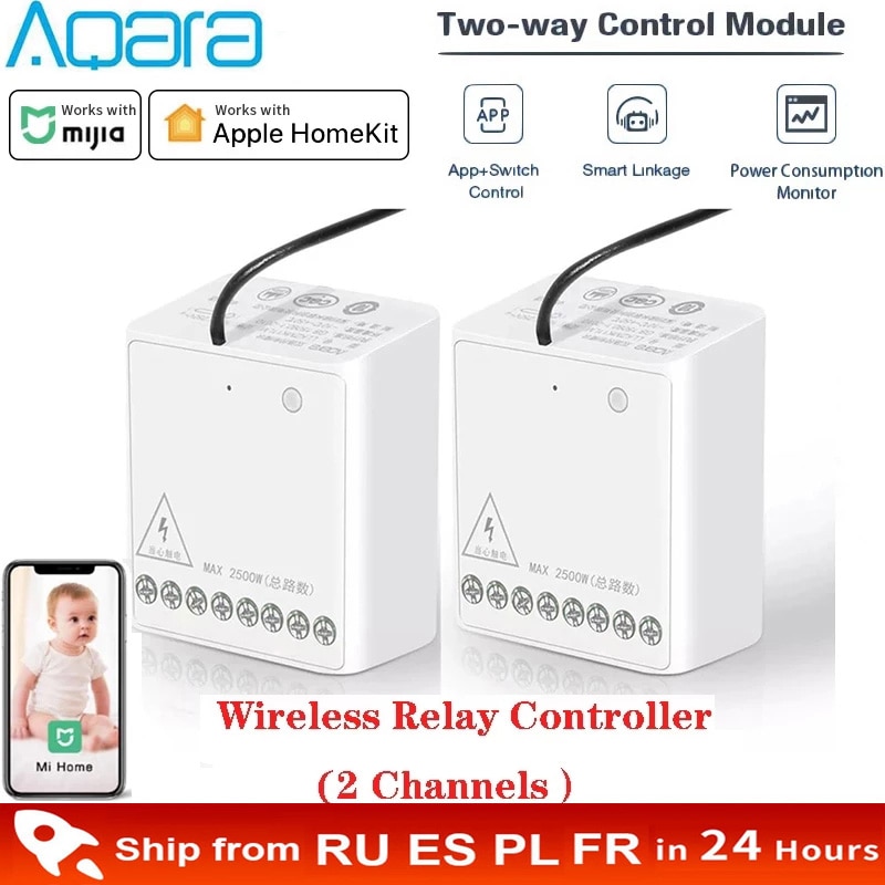 Xiaomi Aqara Relais Zwei-weg Control Modul Drahtlose Relais Controller 2 kanäle Für Smart Home Mihome Und Home Kit control Modul