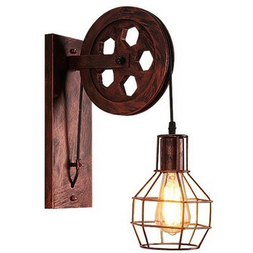 Nordisk loft retro jernbur moderne lysarmatur amerikansk industri vintage lampe kjøkken hengende lamper: Vegglampe en rust