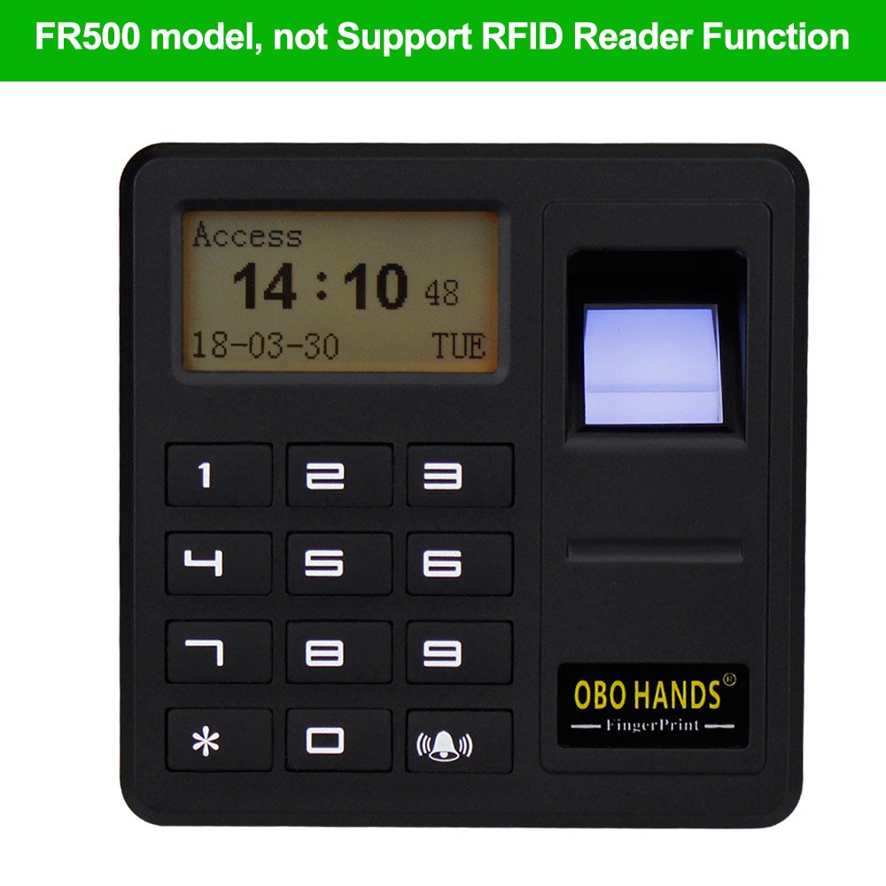 Fingeraftryk adgangskontrolsystem biometrisk rfid tastatur kortlæser døråbner standalone adgangskontrol 125 khz  / 13.56 mhz: Fr500