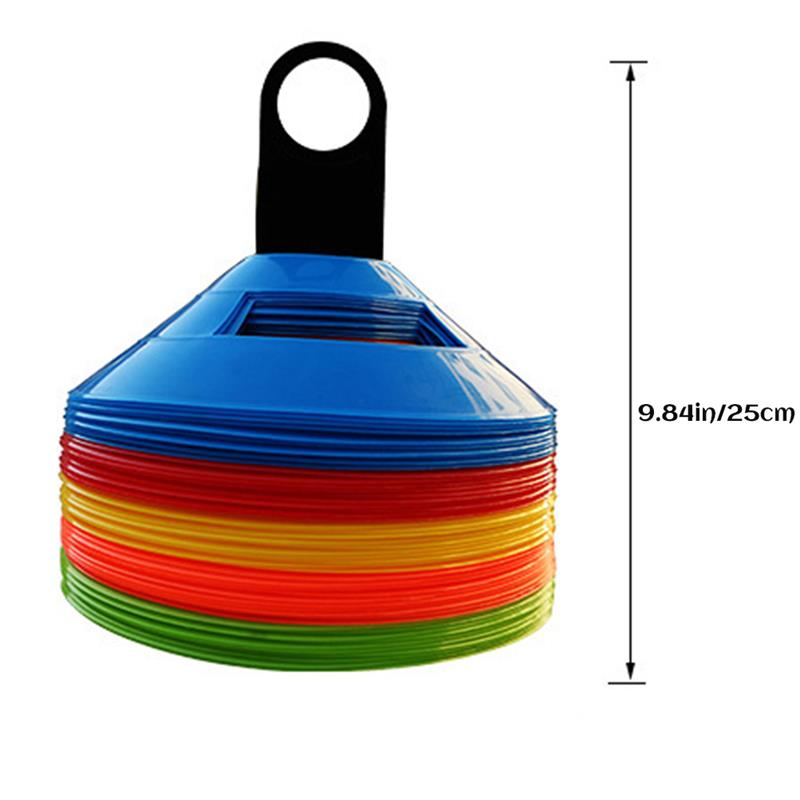 50pcs Agility Disc Cone Set Multi Sport Training Space Cones For Soccer Football Ball Game With Plastic Stand Holder Storage Bag