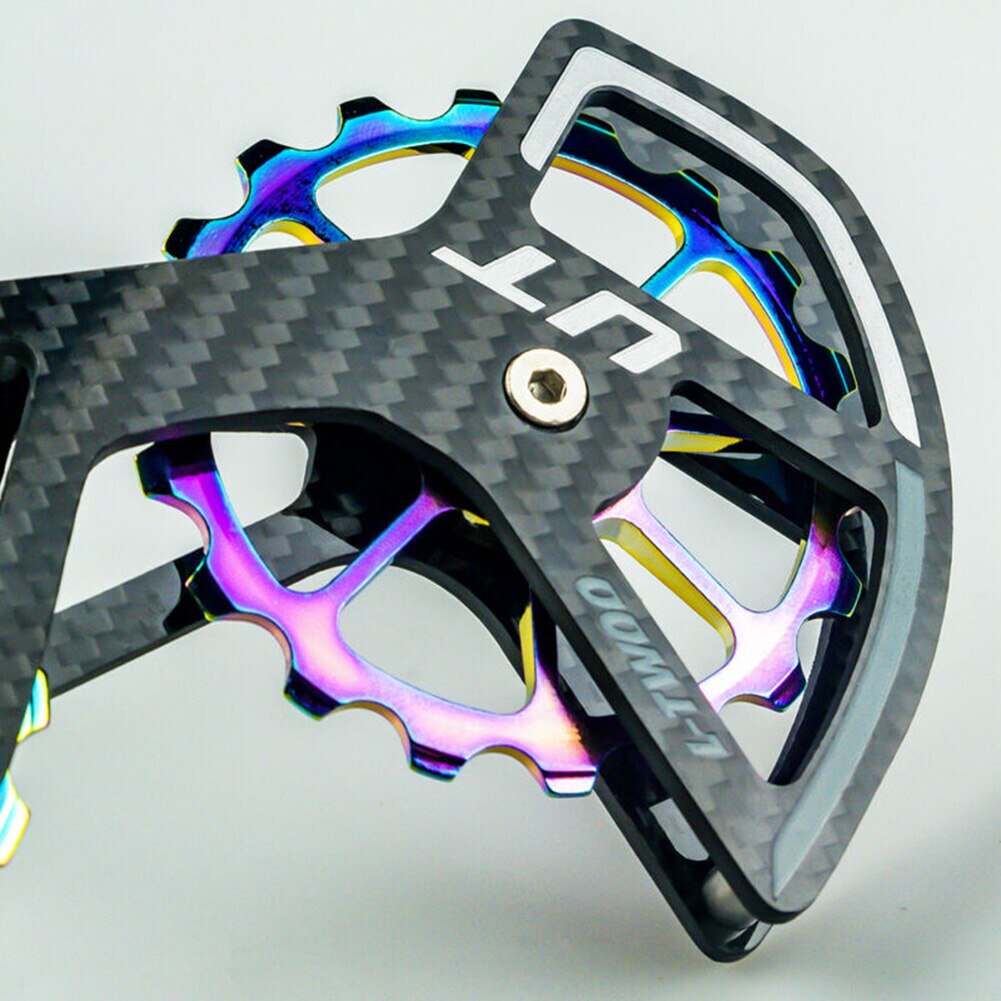 ​11 Speed 12T 18T Ceramic Bearing Carbon Fiber Bike Rear Derailleur Cage Pulley Wheel Kit Bicycle Cycling Parts Outdoor Riding