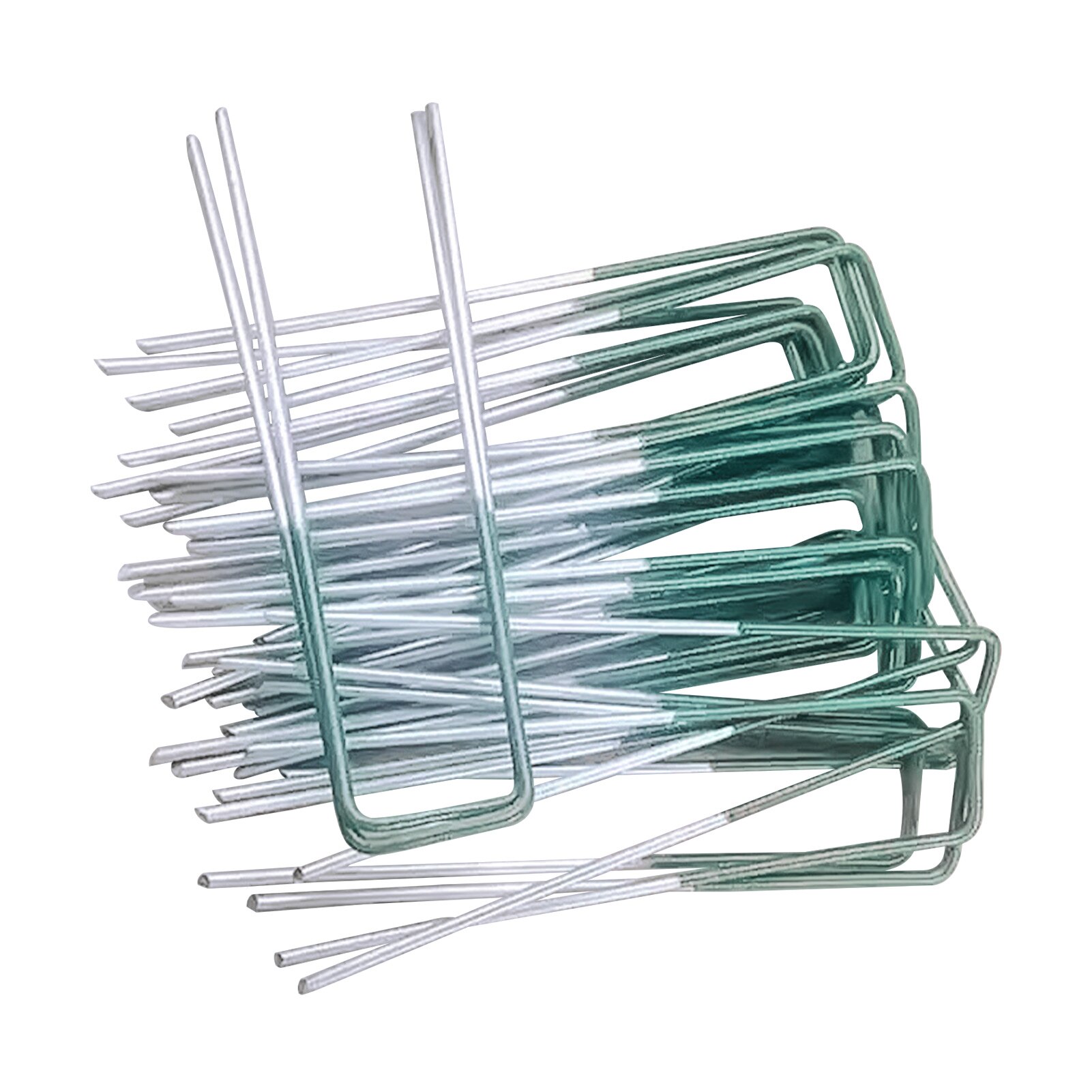 Reusable For Netting Landscaping Adjustable Width Galvanized Steel U Shaped Ground Stake Rust Resistant Home Garden Peg Pin Lawn: Half Green