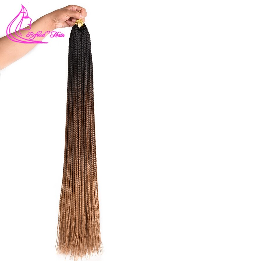 Crochet Braids Long Box Braid Ombre Synthetic Braiding Hair extensions High Temperature Fiber braided Hair 22 strands/pc