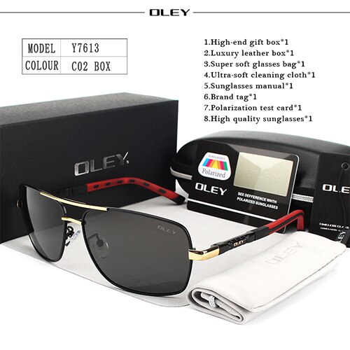 OLEY Polarisierte Sonnenbrille Männer Neue Augen Schützen Sonnenbrille Mit Zubehör Unisex fahren brille oculos de sol: Y7613 C2 BOX