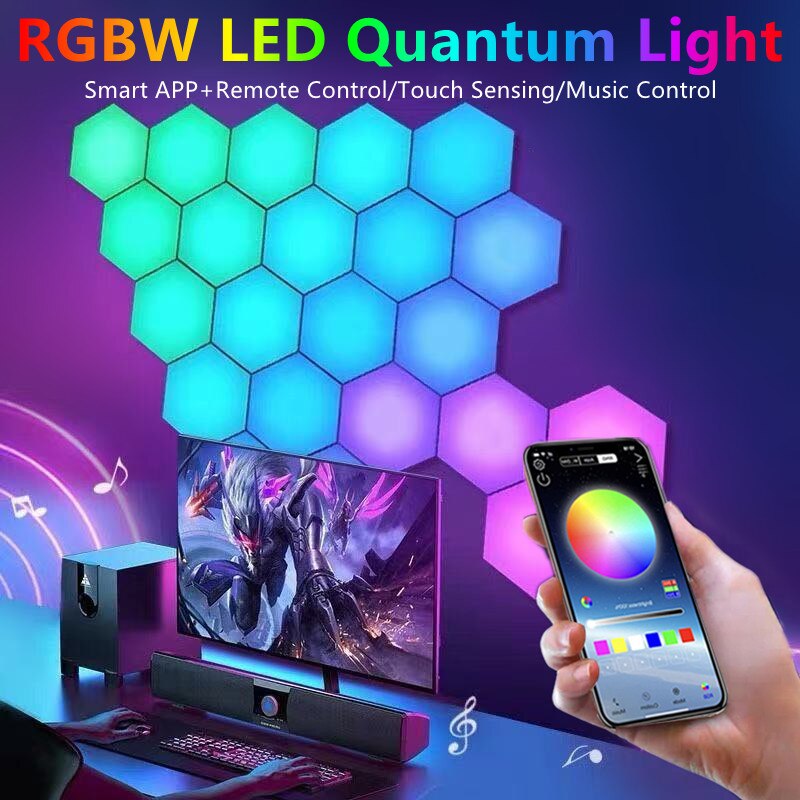 RGB Quantum Lamp Smart APP Hexagon Light Wall Lamp Touch Sensor LED Night Light rgbw DIY LED Honeycomb Light USB Modular Lamp 5V