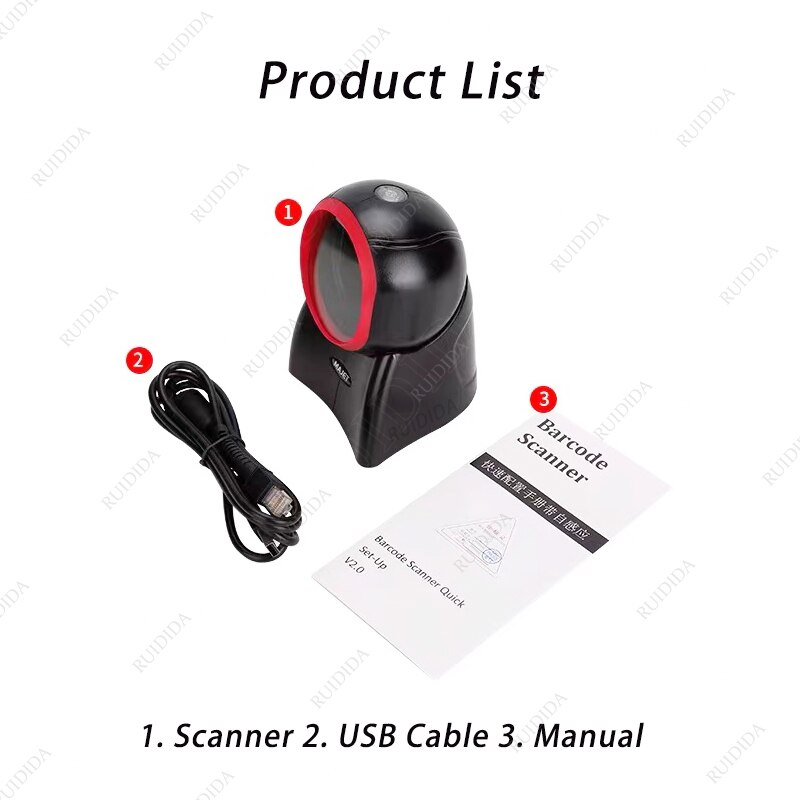 Qr Code Desktop Barcode Reader Usb 2D Hand-Gratis Bar Code Scanner 2d Auto Sense PDF417 Data Matrix Reader voor Supermarkt Winkel