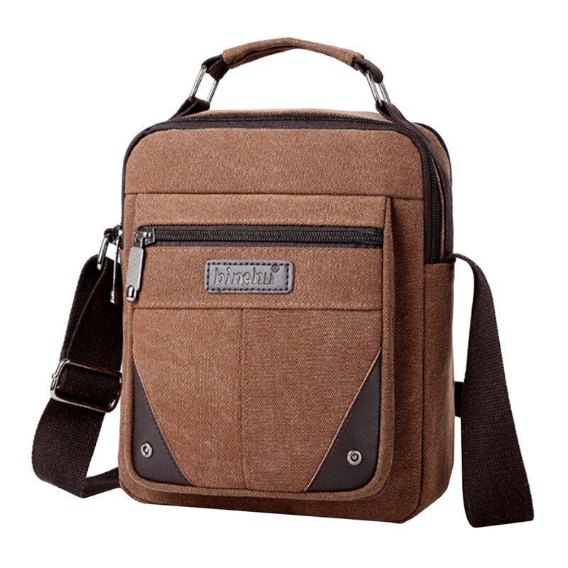 Men's Casual Shoulder Bag Solid Color Business Messenger Bag Simple Large Capacity Multi-purpose Canvas Bag: Style B brown