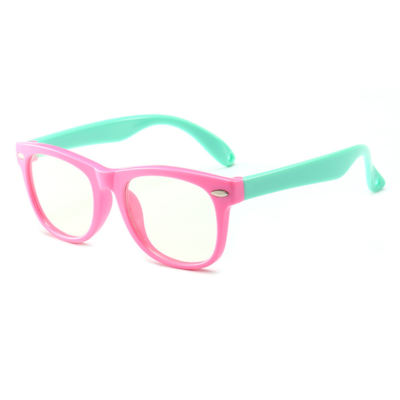 Maxjuli Kinderen Vierkante Blauw Licht Blokkeren Glazen Optische Frame Kind Jongen Meisje Computer Anti Reflecterende Brillen 6612: C2 pink green