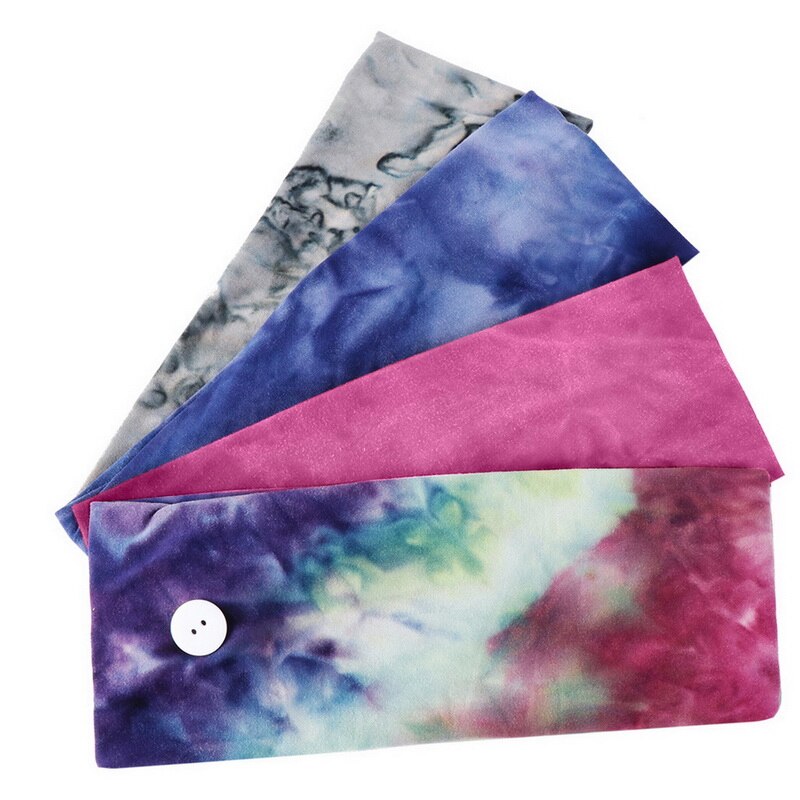 Vrouwen Geknoopt Hoofdband Kleurrijke Afdrukken Brede Stretch Tulband Koreaanse Tie Dye Sjaal Accessoires Mode Haarband Voor Meisje