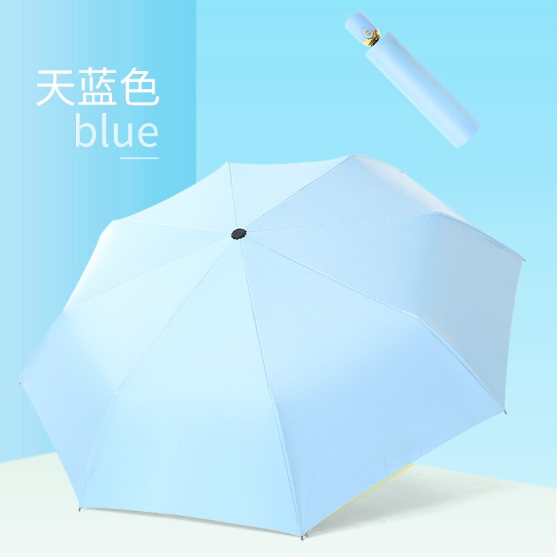 Ins Automatische Paraplu Opvouwbare Parasol Parasol Paraplu Paraplu Regen Vrouwen Strand Paraplu Mode Multi-color: Sky blue
