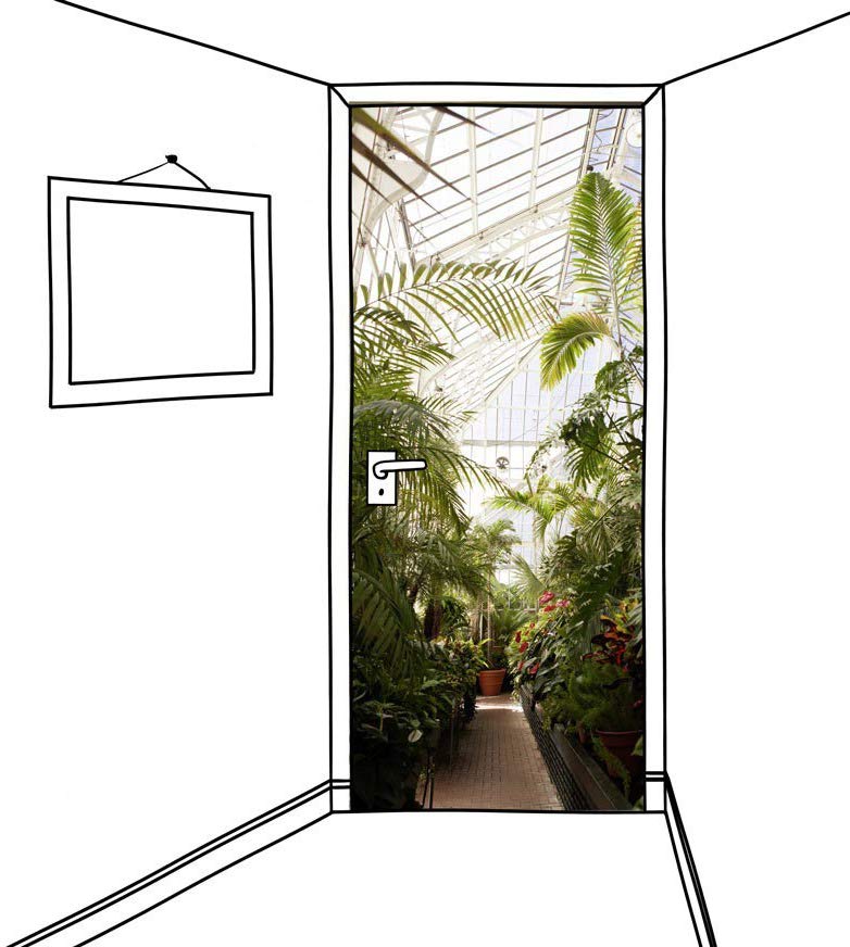 Door Mural Building Garden Wall Door Sticker DIY Self-adhesive Waterproof Wallpaper Poste for Home Decoration