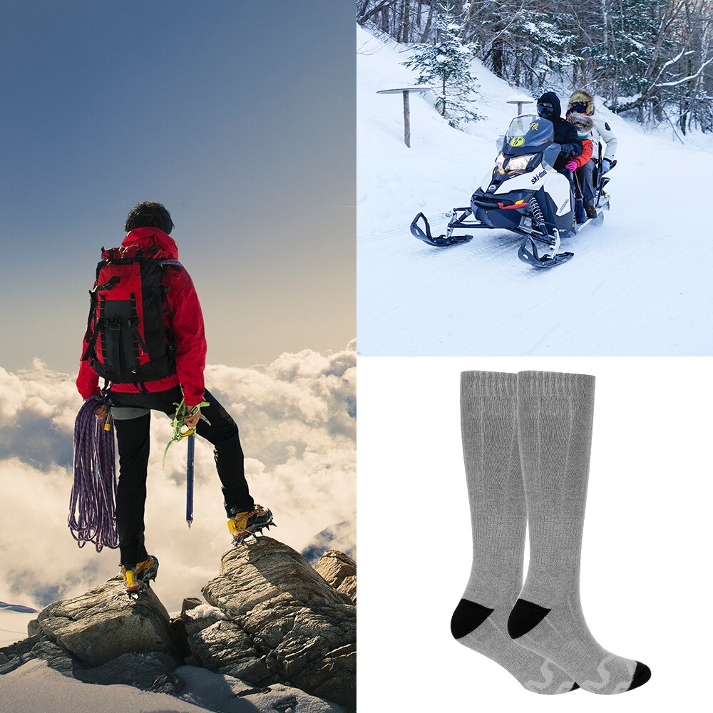 Chaussettes chauffantes d'hiver pour le ski pour hommes et femmes,accessoire avec batterie rechargeable pour la pratique du cyclisme, la randonnée, le snowboard,