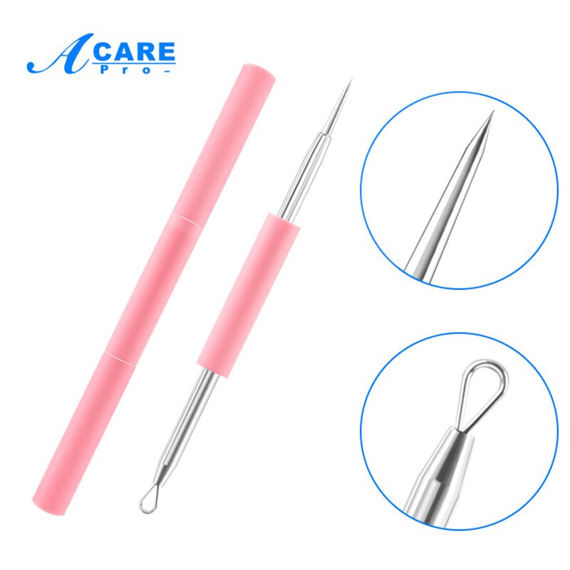 Acne Removal Needle Stainless Steel Facial Cleaning Extraction Tool Blemish Whitehead Blackhead Removal Extractor Face Care Tool