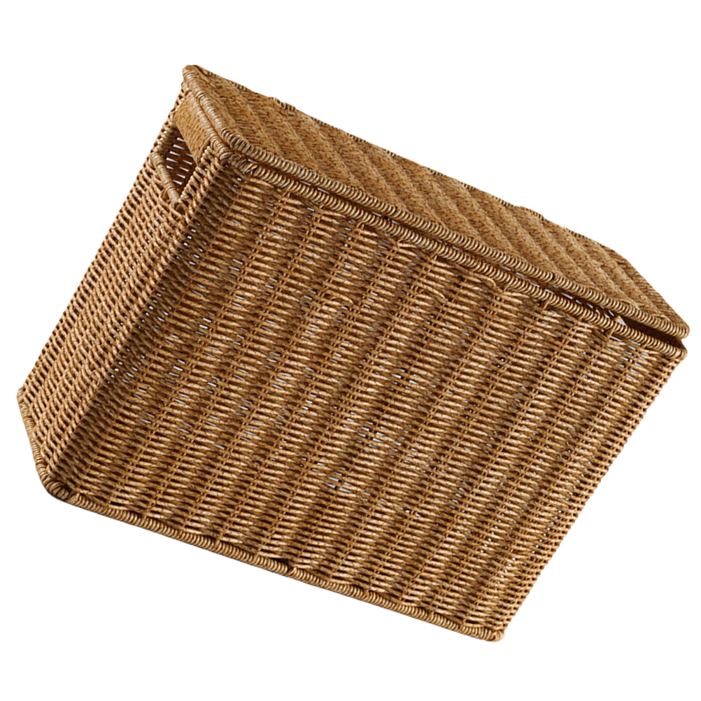 Schmaler, hoher Deckel, Aufbewahrungskörbe, gewebte Behälter, Küchenkörbe, Kunststoff, Rattan, Picknick-Gemüsekorb, Obstbehälter
