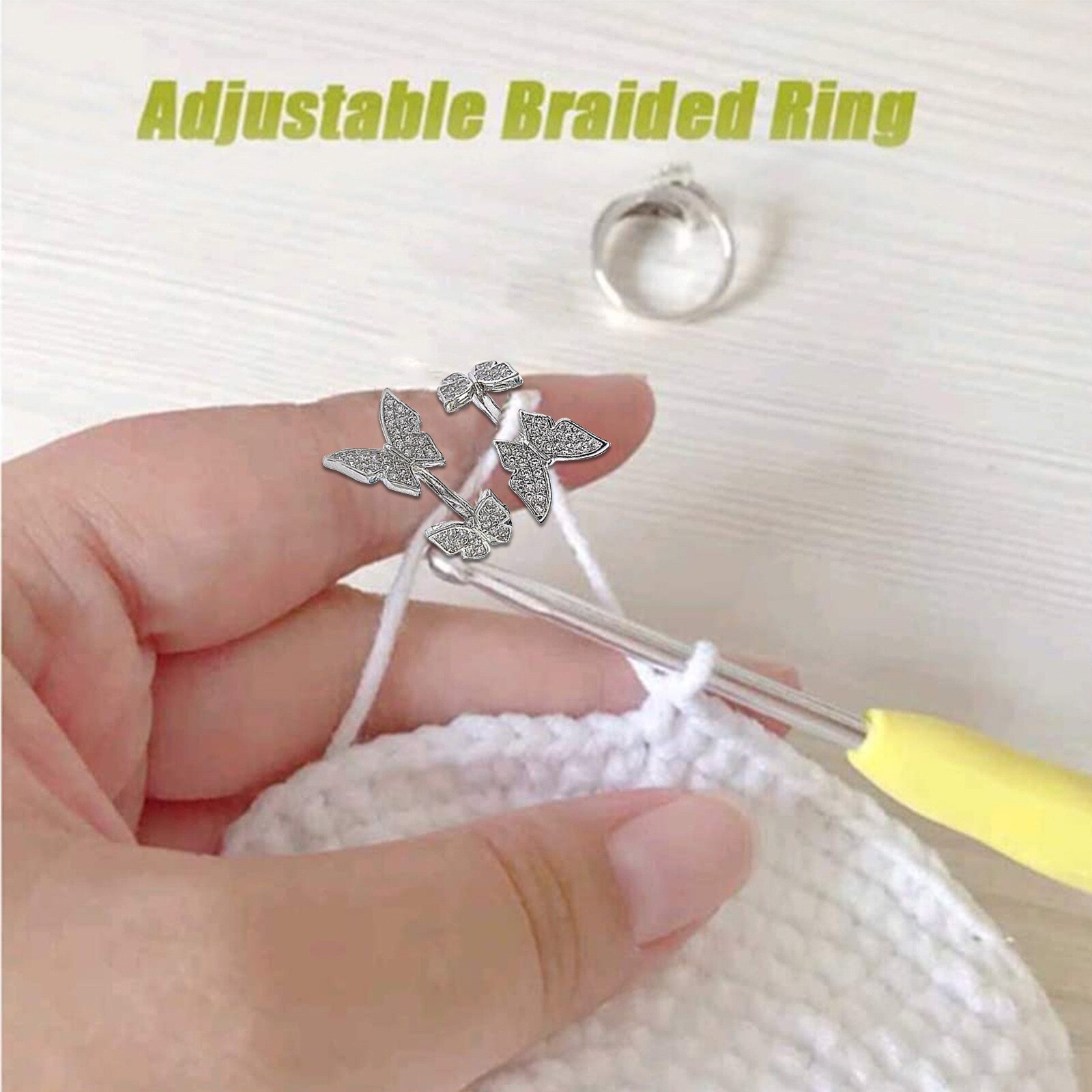 1/2/5PC Adjustable Crochet Loop Knitting Tools Knitting Sewing Accessories Butterfly Handmade Knitted Ring Finger Wear Thimble