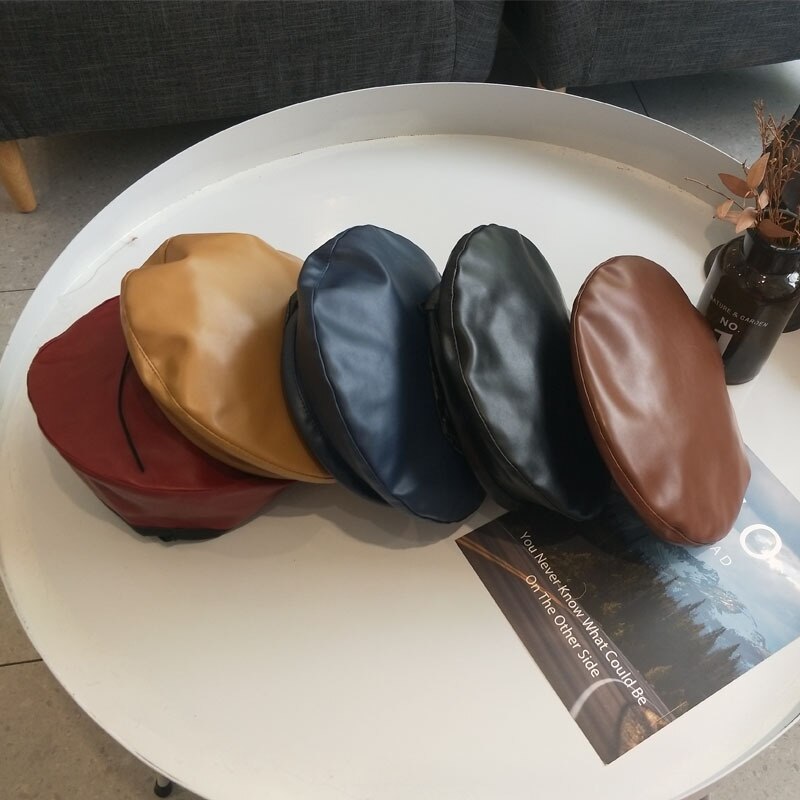Moderna boina de cuero para mujer, gorros franceses a la , sombreros de pintor