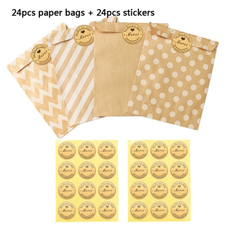 24 Stickers + 24 Pcs Vintage Blanco Ronde Kraft Sticker Seal Stickers Voor Handgemaakte Producten: B