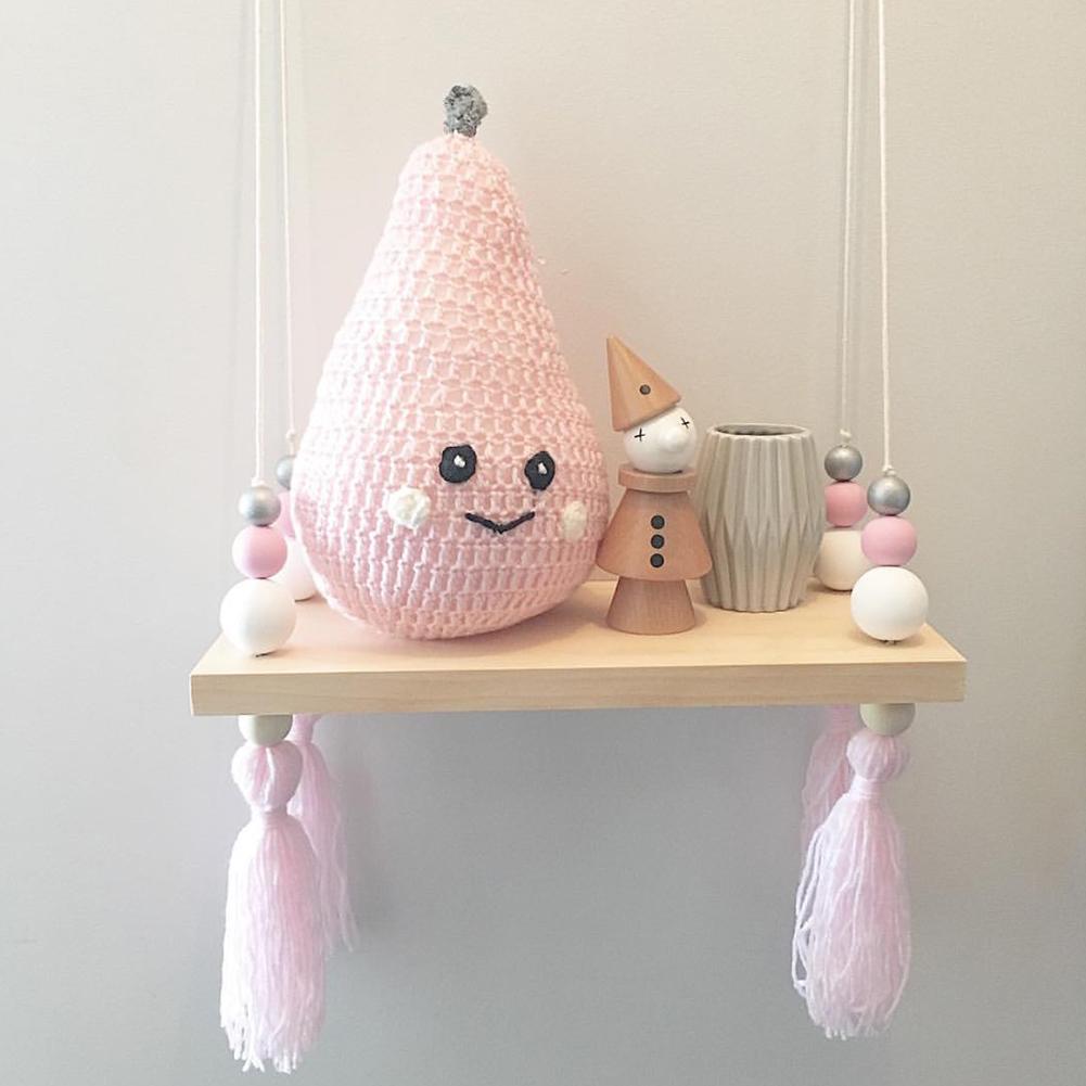 Ins nordisk stil massivt træ blå og grå macarons træperle krydsfiner hylde børneværelse dukker opbevaring display rack soveværelse: 3
