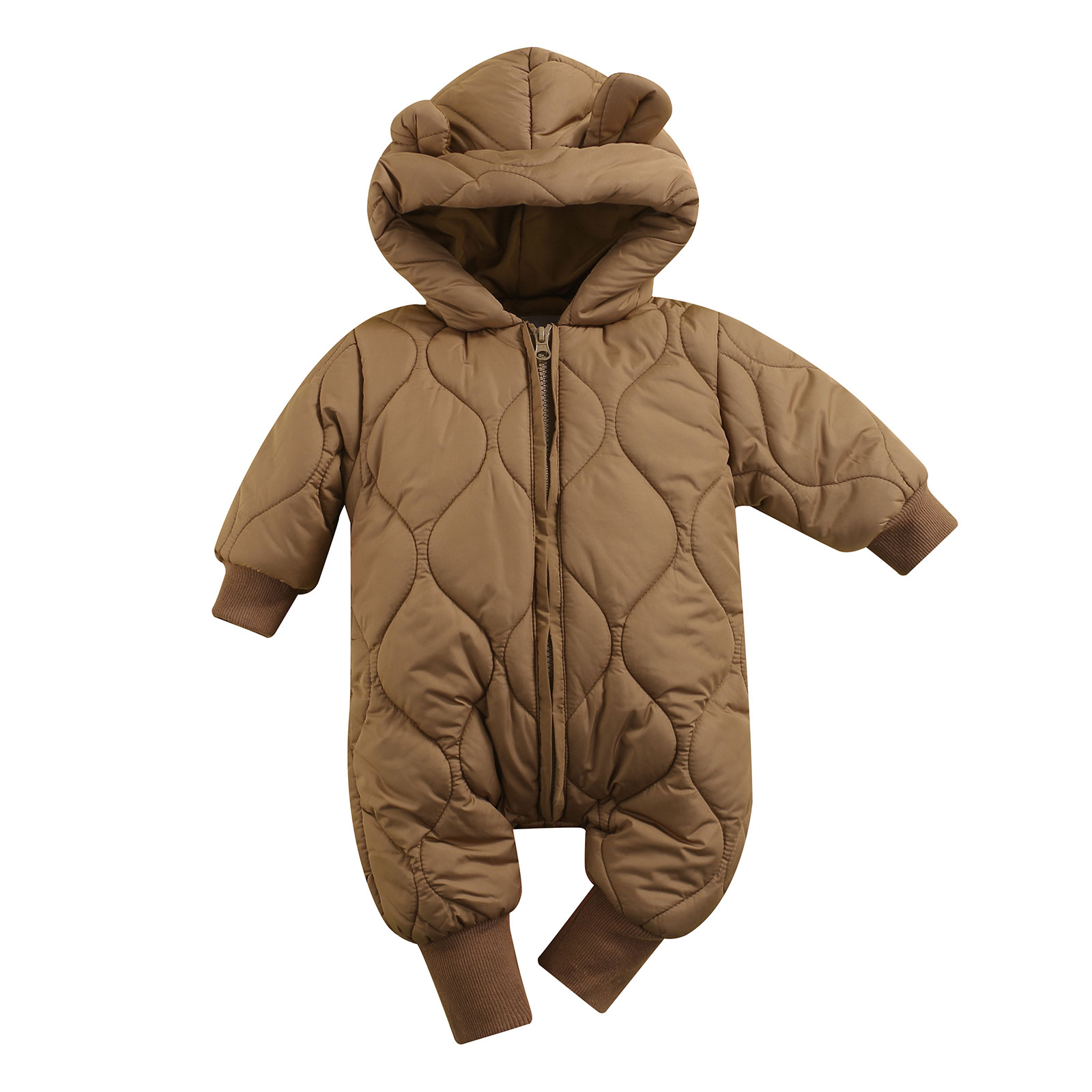 2021 grosso quente infantil macacão de bebê com capuz dentro do velo menino menina inverno outono macacão crianças outerwear crianças snowsuit: Marrom / 24 m