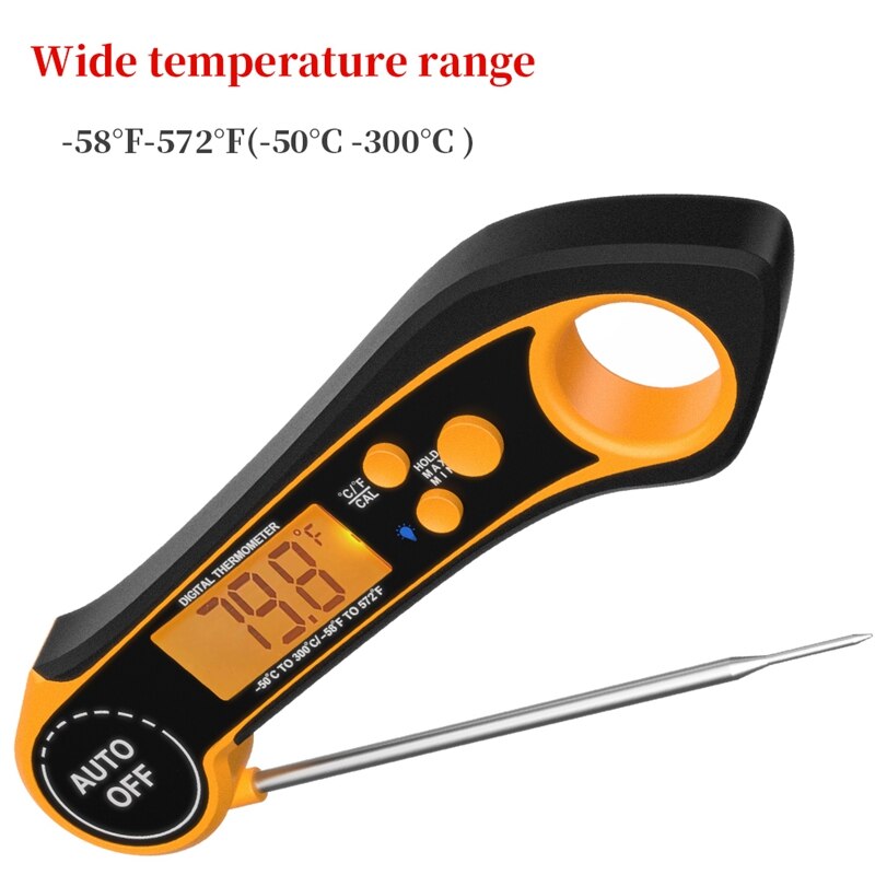 Food Thermometer Digital Instant Read Meat and Cooking Tool Kitchen Steak Deep Fry BBQ Smoker Foldable Temperature Gauge