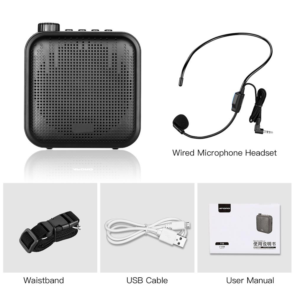 Portable 12W Mini Wired Voice Amplifier with Sound-Amplifying Music Playing Wired Microphone Headset for Classroom Meetings