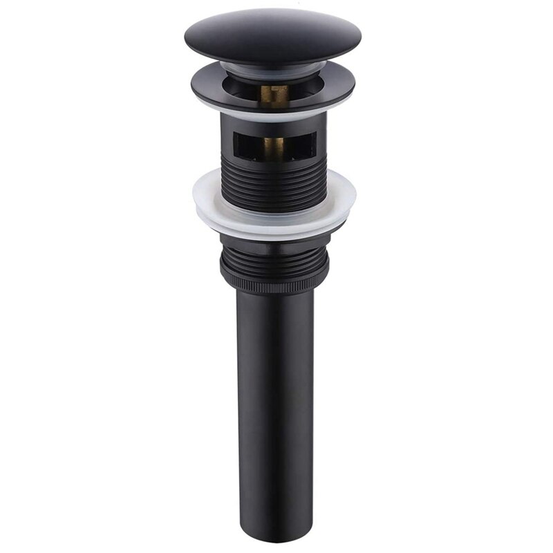 Praktische Badkamer Sink Drain Stopper Popup Afvoer Met Overloop Voor Vessel Sink Toilet Vanity: Black