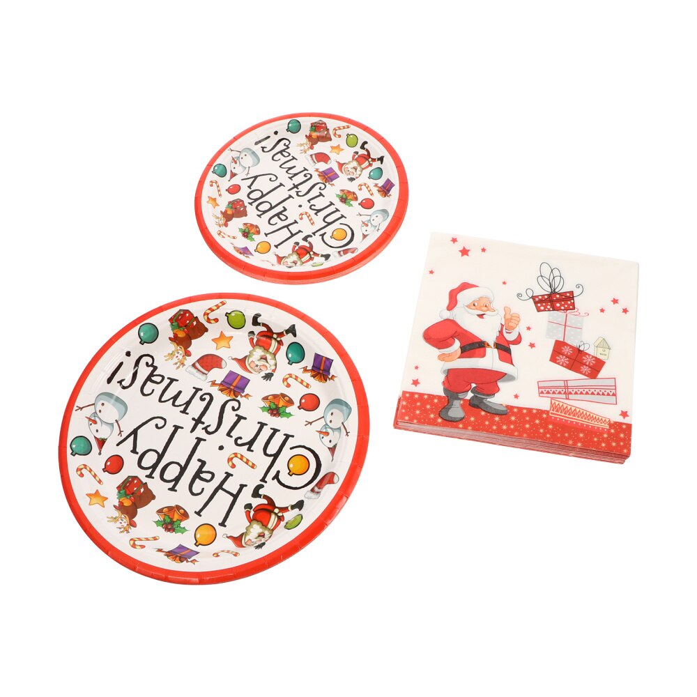 1 Set Paper Plate Christmas Plates Party Tissue Dinnerware Set Party Supplies