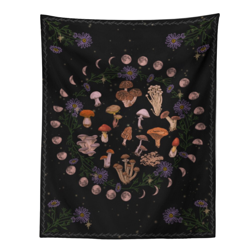 Botanisk kaktus gobelin væghængende måne stjerneklar svampekort hippie boheme gobeliner psykedelisk hekseri boligindretning: 4