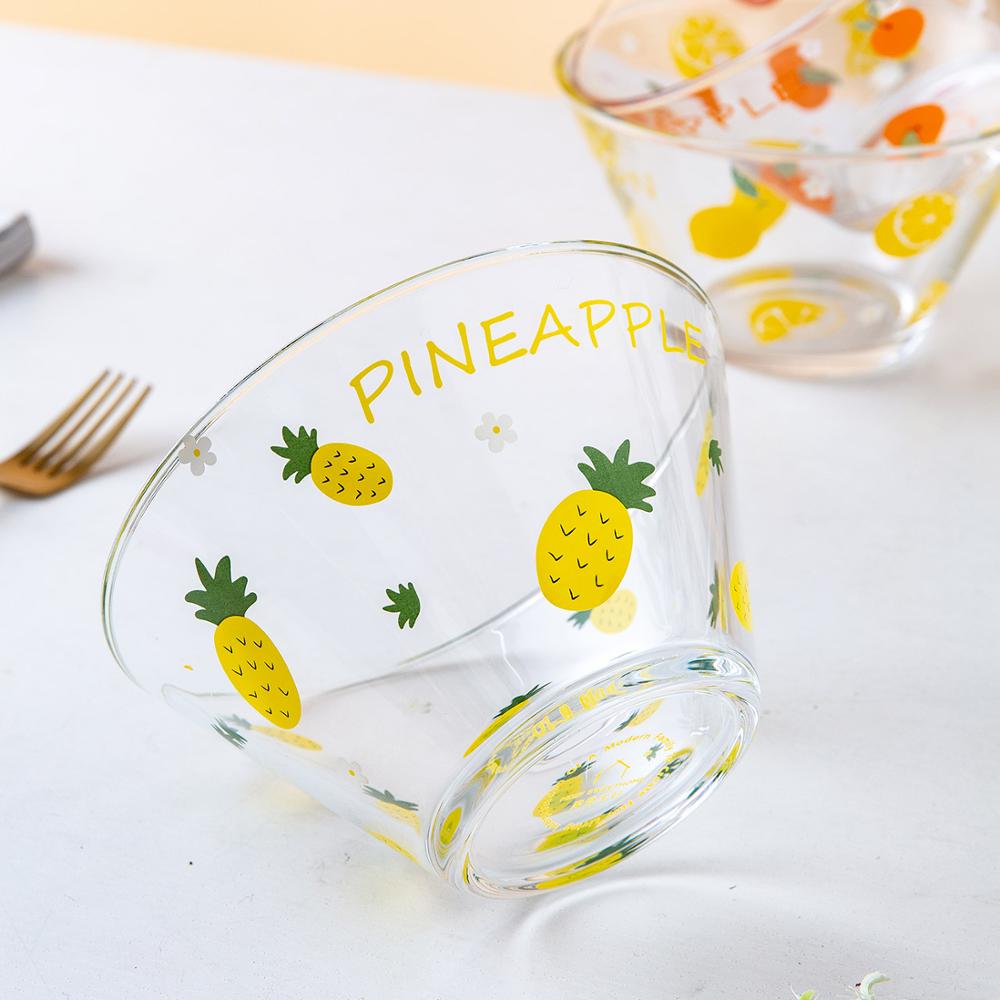 Mdzf 800ml frugt mønster glas salatskål frugt dessert nudler skål hjemme nordisk stil køkken suppe ris serverings skåle service
