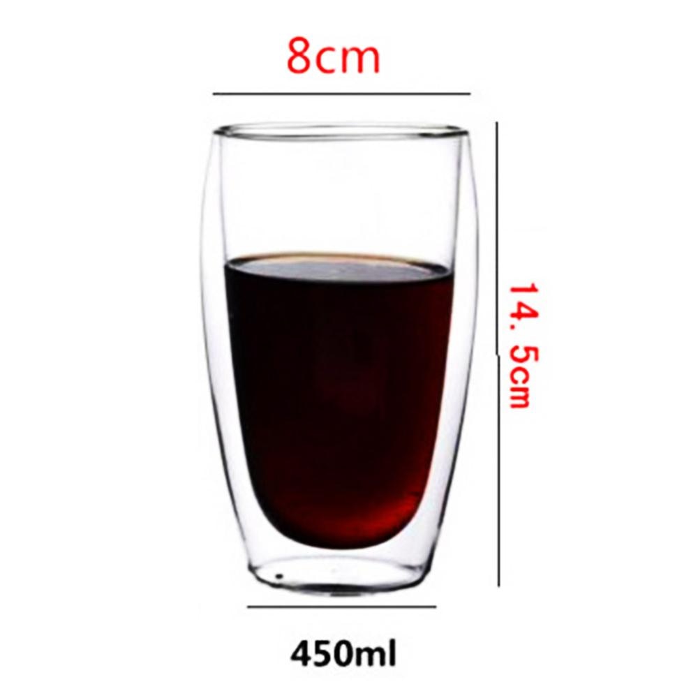 Qq life 6 stk 80ml 2.7oz glas dobbeltvægget varmeisoleret tumbler espresso te kop kaffe krus tazas de ceramica creativas: 450ml 1pc