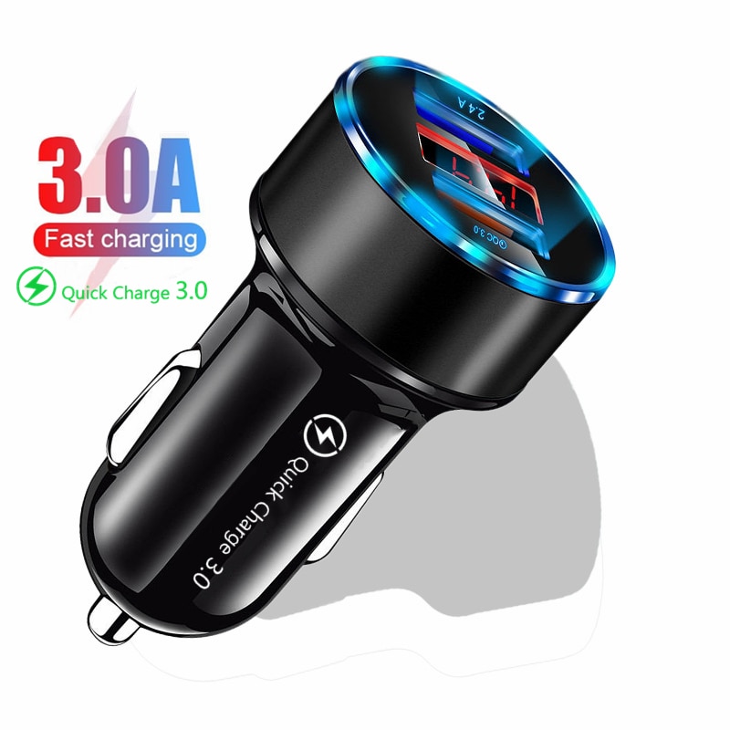 30W Autolader Quick Charge 4.0 3.0 Universele Led Display Dual Usb Voor Iphone 11 Xiaomi Mobiele Telefoon Oplader snelle Auto-Oplader