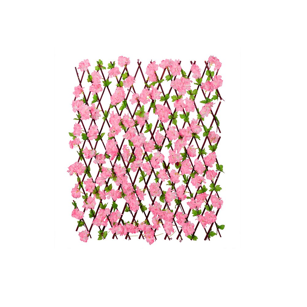Indoor Home Trellis Privacy Screen Expandable Fence Garden Screening Greenhouse Gate Artificial Flower Leaves Balconies: Dark Pink