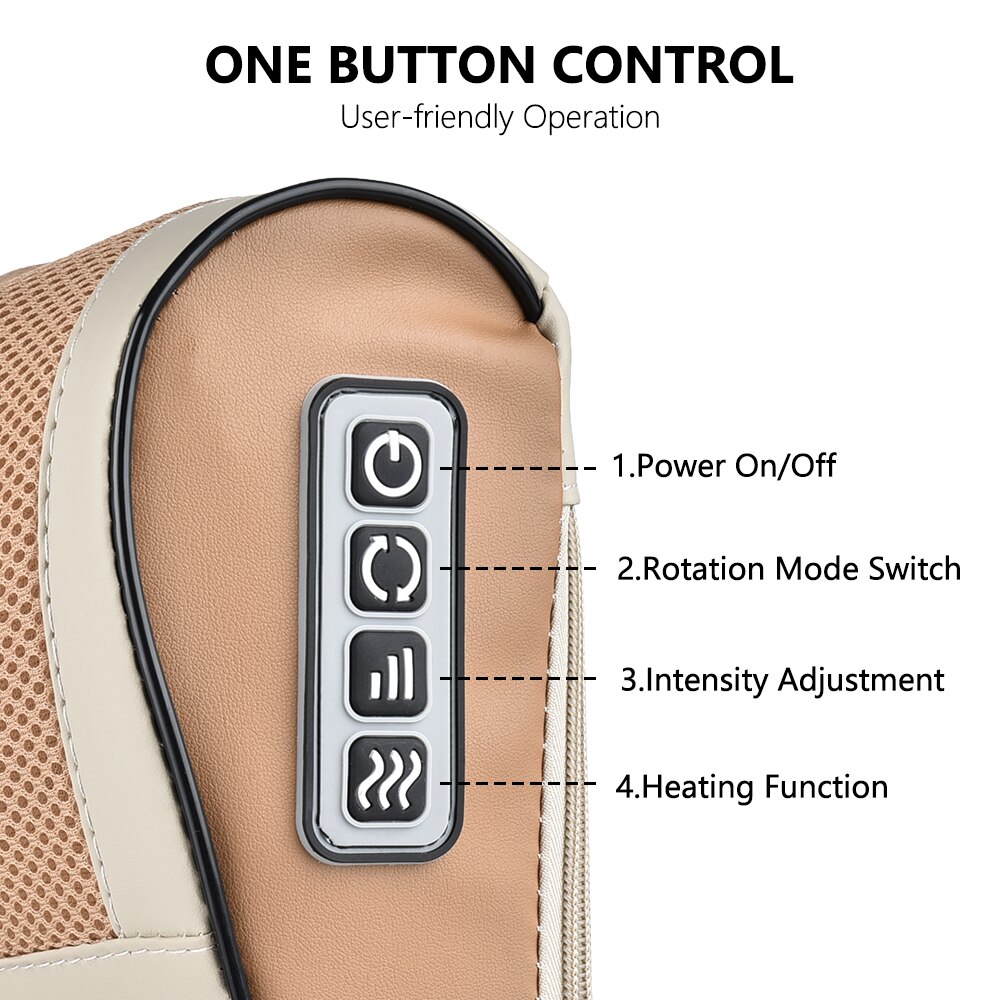 Almohada de masaje eléctrica con calefacción infrarroja, masajeador Shiatsu, dispositivo de terapia Cervical, herramientas de relajación