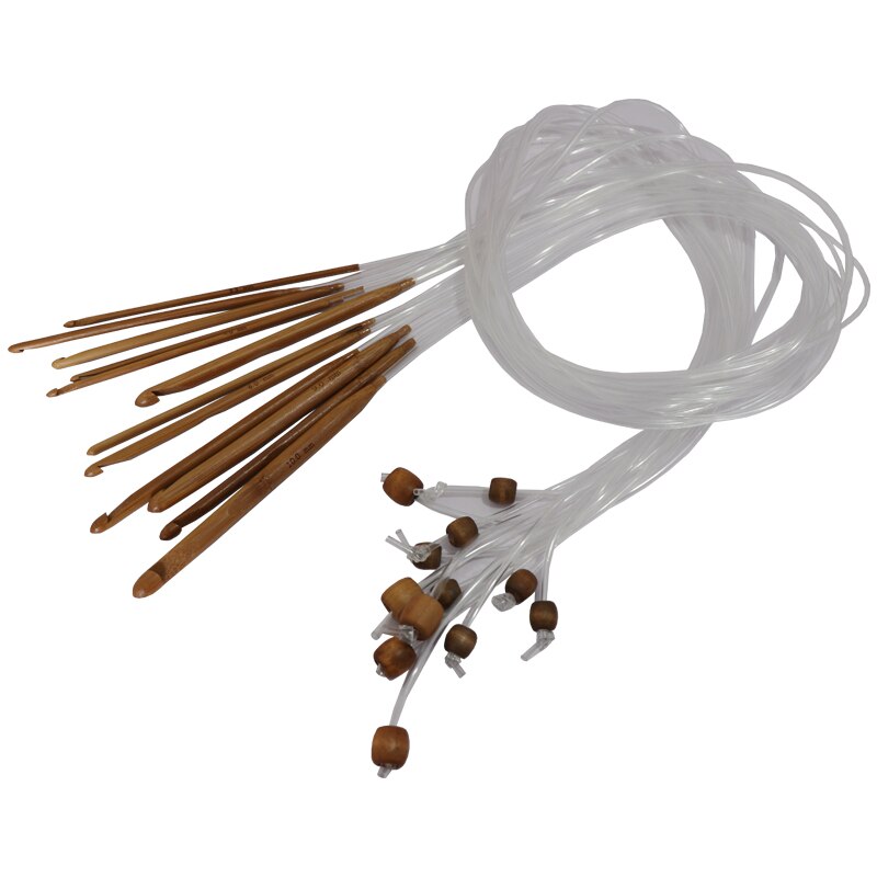 12 stuks set set van rondbreinaalden DIY dubbele Cusp haaknaalden set van zachte buis 100% bamboe ronde naaien needles120