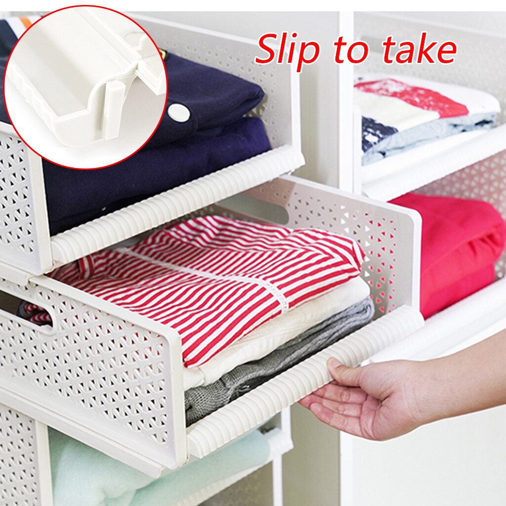 Slide Plastic Storage Drawers Kitchen Drawer Organizer Wardrobe Cabinets Storage Shelf Rack For Clothes Sundries Living Room