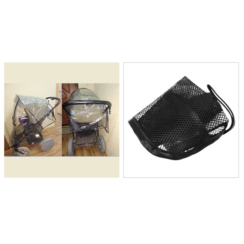 Baby Stroller Rain Cover Non-Toxic Tasteless PVC Universal Wind Dust Shield & Baby Kids Stroller Hanging Bags Accessories Bottle