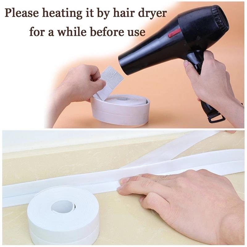 Bande Adhésive de Scellage en PVC, Autocollant Mural Auto-adhésif, de Couleur Blanche, pour Salle de Bain, Douche, Evier, Cuisine,