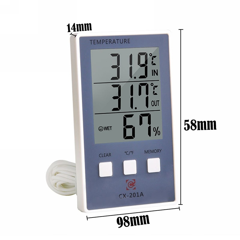 Digital Thermometer Hygrometer Indoor Outdoor Temperature Humidity Meter Display Weather Station Monitor Gauge LCD Screen