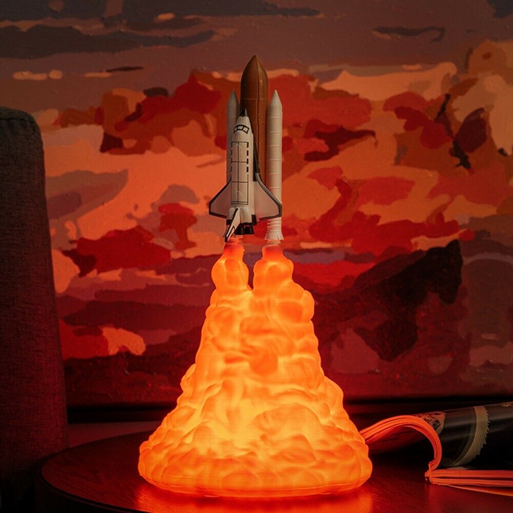 3D Print Space Shuttle Rocket Night Light LED Table Desk Lamp Room Decor